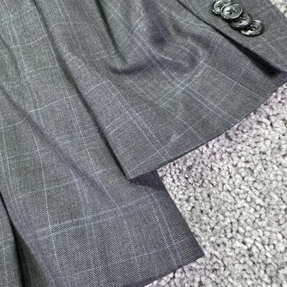 Tommy Hilfiger Suit Jacket Mens 44 Gray Check Wool Classic Fit Blazer Formal